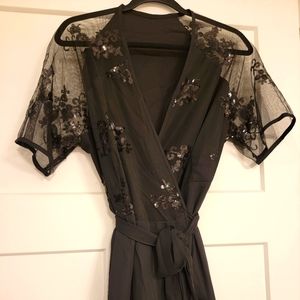 Black Wrap Sequin Dress 1XL